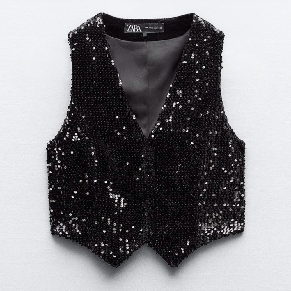 Black Sequence V-Neck Vest - Picture 1 of 6